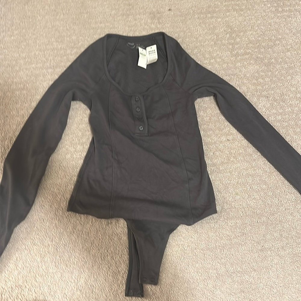 Aerie never worn dark gray thong bodysuit size XS